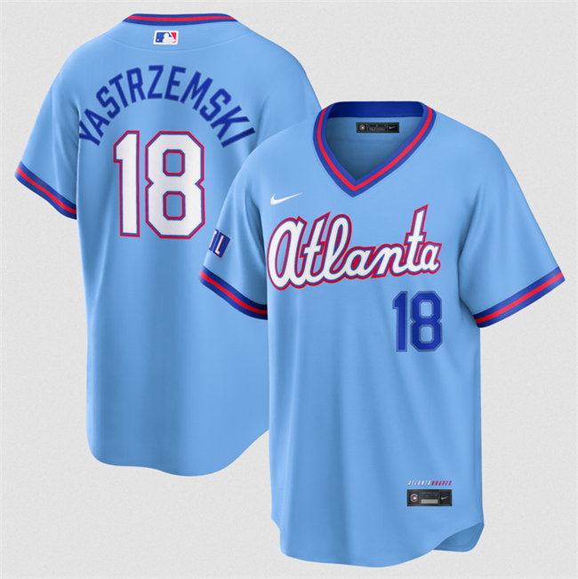 Men's Powder Blue Atlanta Braves #18 Mike Yastrzemski 2026 City Connect Stadium Stitched Baseball Jersey